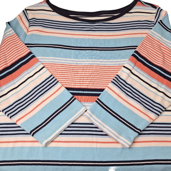 Talbots 3XP 100% Cotton Multicolor Striped 3/4 Sleeve Pullover Top - Picture 3 of 8